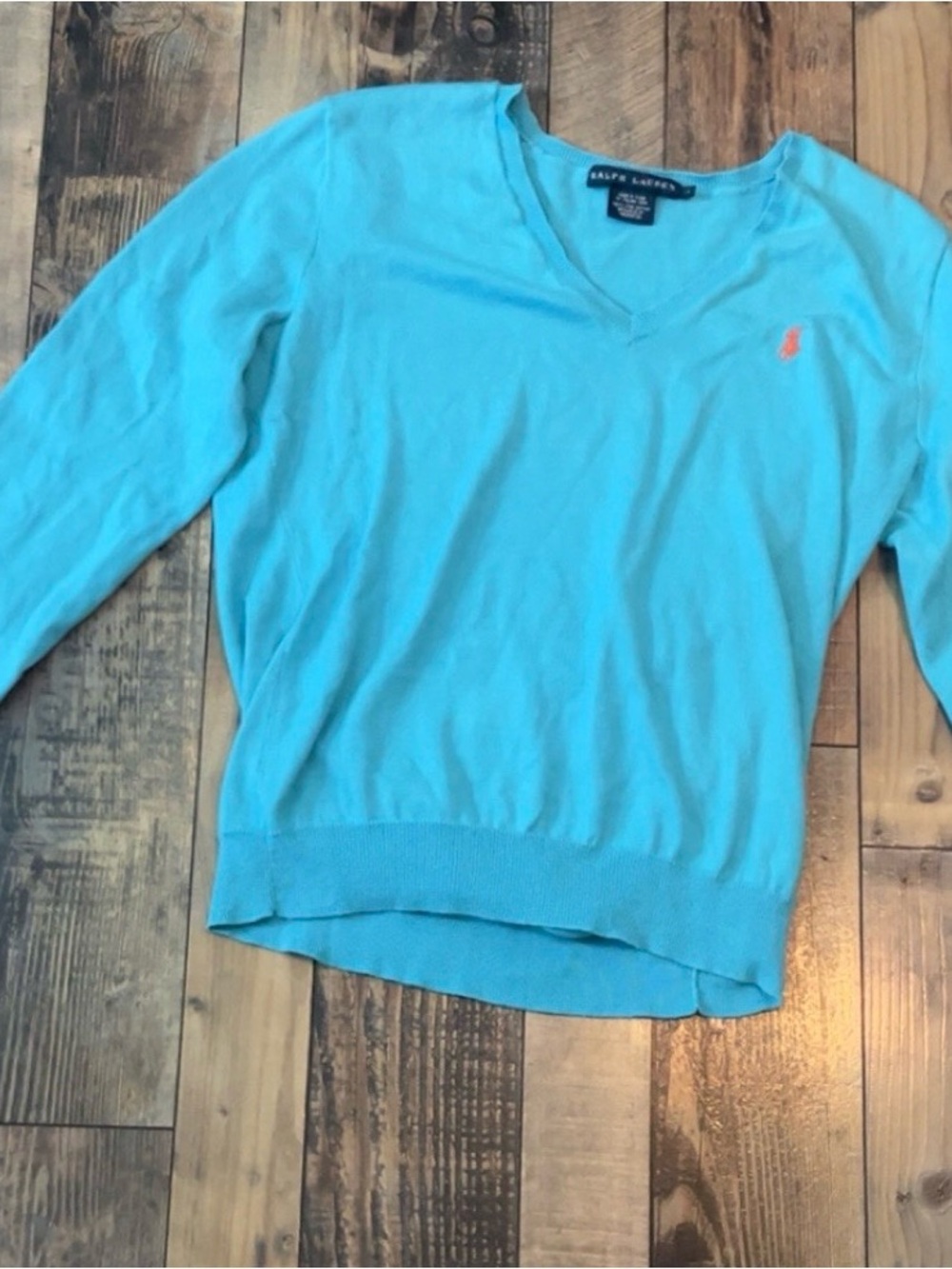 Polo by Ralph Lauren Turquoise V-Neck Women's Sweater